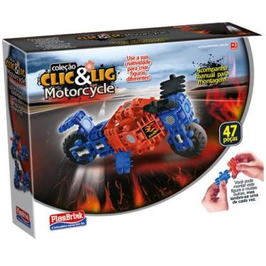 Imagem de Brinquedo Interativo Criatividade Clic & Lig Montar Moto Motorcycle In