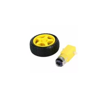 Imagem de Conjunto de Motor DC 3 a 6V com Roda e Pneus para Robótica - no-brand