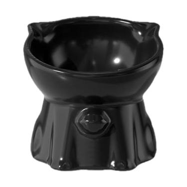 Imagem de Baoblaze Tigela elevada para gatos e cães, proteção para bigodes, tigela de comida, de cerâmica elevada para gatos e cães, Preto