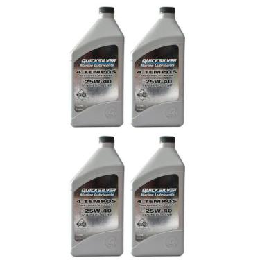 Imagem de Óleo Motores de Popa 4T Quicksilver 25W40 1 Litro Kit C/4 - Mercury