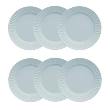 Imagem de Germer, Conjunto de prato de sobremesa em porcelana, modelo Diamante, Ø 20,5 cm, 6 unidades,Azul