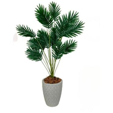 Imagem de Palmeira Artificial Grande Com Vaso Polietileno Completo(Vaso Cinza + Palmeira)