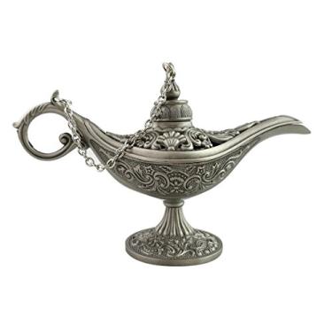 Imagem de Winterworm Colecionável Raro Prata Antiga Aladdin Genie Lâmpada Liga Mágica Vaso Decoração de Mesa e Presente (Pequeno)