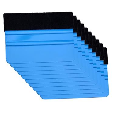 Imagem de Conjunto de rodo de vinil com 10 peças, ferramenta de alisamento para envoltório de carro, película de janela e instalação de papel de parede, com bordas de feltro preto, ideal para uso automotivo e