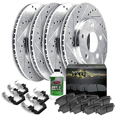 Imagem de Hart Brakes Kit de freios e rotores dianteiros traseiros | Pastilhas de freio traseiro dianteiro| Rotores e pastilhas de freio | Pastilhas de freio e rotores de cerâmica - PHCC.62131.02