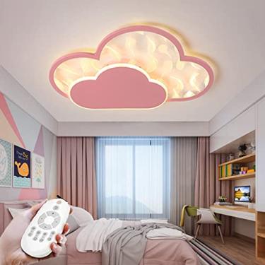 Imagem de Luminária de teto LED para crianças, luminária de teto moderna com design de nuvem, regulável com controle remoto, luz de decoração para quarto de menino e menina, sala de estar, escritório,