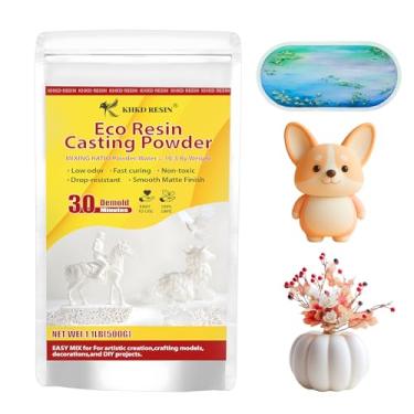 Imagem de Pó de fundição de resina, 500 g de resina Crete, KHKD RESIN 20 ~ 30 minutos de pó de fundição de cura rápida para iniciantes, fórmula ecológica à base de água, mistura fácil para arte doméstica DIY