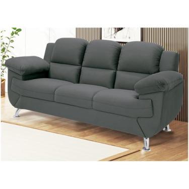 Imagem de Sofá 3 Lugares Suede Spazium Linoforte, Grafite, 3 lugares