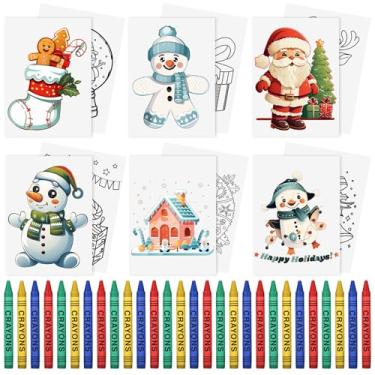 Imagem de Gersoniel 48 Pcs Christmas Blank Color Your Own Postcards Crayons Gifts Set Merry Christmas Party Favors Colorful Xmas Greeting Letter Cards for Family Classroom Kindergarten Preschool Gifts