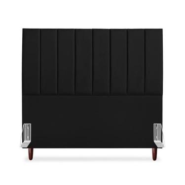 Imagem de Cabeceira De Casal Carla 140 cm Com Frame Em Couro Preto - Tifanny Dec