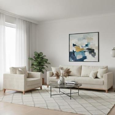 Imagem de Kit Sofá Living Beny 1,80m com Poltrona. - Leonardi, Cru