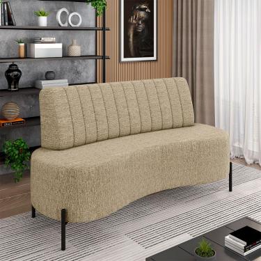 Imagem de Sofá Living Decorativo 2 Lugares 1,35M Katara Pés de Ferro Linho Bege G33 - Gran Belo