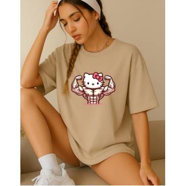 Imagem de Camiseta Feminina T-shirt Hello Kitty Academia Treino Gym - Genérica, 