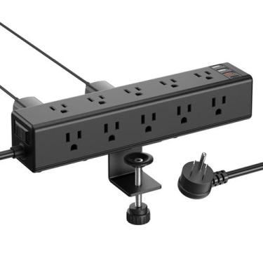 Imagem de Braçadeira de mesa vertical Power Strip CCCEI 15 tomadas USB-A/C preta