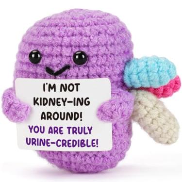 Imagem de Weming Urology Pun Gift – Purple Crochet Kidney Plush with “Not Kidney-ing/Urine-credible” Card – Funny Present for Nurses, Doctors, Med Students, Friends