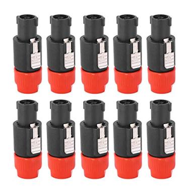 Imagem de Conector de cabo Speakon, conector de alto-falante de áudio, 10 peças, plugue Speakon de 4 pinos com revestimento de cobre para configuração de equipamento de áudio profissional, vermelho, verde, azul