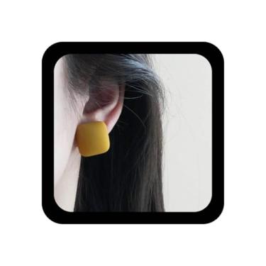 Imagem de Ximdble Brincos quadrados vintage pequenos brincos com pingente geométrico azul martelado minimamente bufante joia para mulheres, Zinco, Sem pedra preciosa