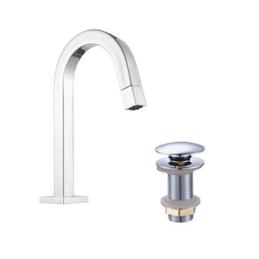 Imagem de Kit Torneira de mesa pia cuba para Banheiro Lavabo Lavatório Bica Baix