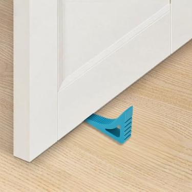 Imagem de Generic 1 peça batente de porta triangular cunha TPR azul celeste 11,8 x 8 x 2 cm