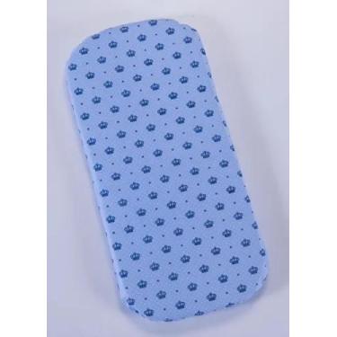 Imagem de Colchão para carrinho Moisés Azul bebê coroa Príncipe - Variedades enx