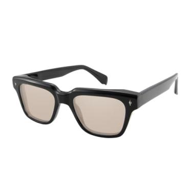 Imagem de HCHES Óculos de sol retrô masculinos de acetato UV400, estilo punk urbano (preto e laranja)