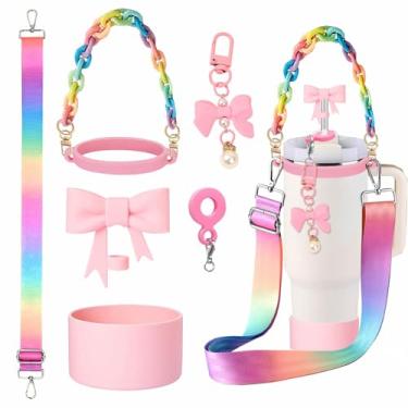 Imagem de Stanley Cup Conjunto de acessórios para garrafa de água esportiva Tumblers Essentials Cup e pingentes de joias de flores para garrafa de 400 ml, 850 g, 1,134 g