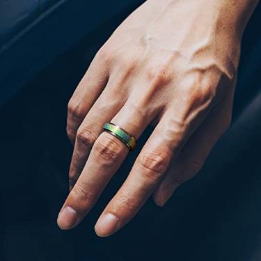 Imagem de Anel giratório feminino delicado arco-íris/ouro/prata/preto anel de polegar de aço inoxidável para homens tamanho 7-14, 14, Aço inoxidável, Sem pedra preciosa