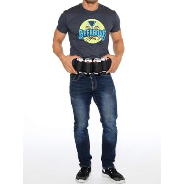 Imagem de Cinto de cerveja coldre para cinto de refrigerante de cerveja – pacote com 6 bolsas ajustáveis, porta-garrafas, porta-latas, Preto, Cinto de cerveja