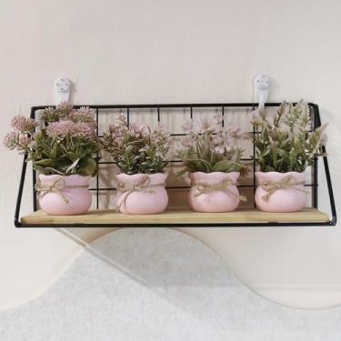 Imagem de Série rosa artificial, vasos de plantas pequenas, decoração de casa, plantas verdes artificiais, escritório/mesa/mesa de jantar/decoração de lavatório