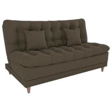 Imagem de Sofa Cama 2 Lugares 185 Cm Duda Veludo Light B256 Milani Store Marrom 