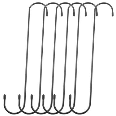 Imagem de Hitefu Pacote com 6 ganchos S extragrandes de 30,5 cm, ganchos S longos resistentes à ferrugem para pendurar plantas, comedouros de pássaros, roupas e utensílios de cozinha (preto)