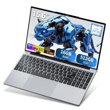 Imagem de AVENKA Laptop para jogos, laptop de 15,6 polegadas com processador N150 (até 3,6 GHz), 16 GB RAM 512 GB SSD, teclado retroiluminado, FHD 1920 * 1080, Win 11 Pro, WiFi 5, BT 4.2, laptops para jogos