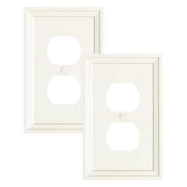 Imagem de TREEWELL Pacote com 2 capas de tomada duplex, placas de interruptor de fibra de bambu natural e tampas de tomada, placas decorativas de parede de amêndoa clara para tomadas elétricas, 1 capa de