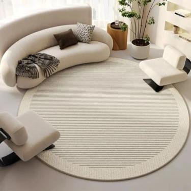 Imagem de Tapete redondo para sala de estar, tamanho grande, decoração de quarto, tapete de chão, decoração de casa, lavável à água, antiderrapante (diâmetro 160 cm/HCD3158-YD)