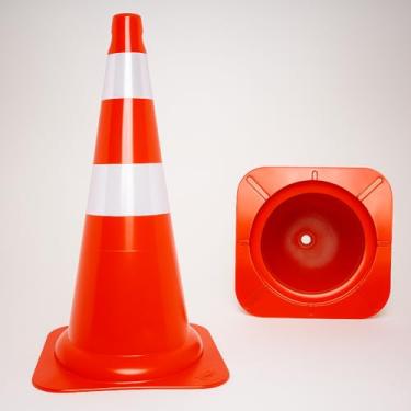 Imagem de Cone Fléxivel 75 Cm Laranja Tipo II Faixas Refletivas Para Sinalização Kteli