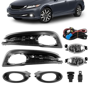 Imagem de Conjunto de faróis de neblina compatível com Honda Civic Sedan 2013-2015, kit de faróis de neblina de LED com interruptor e chicote de fiação (lente transparente), substitui 33951TR0A51, 33901TR0A51