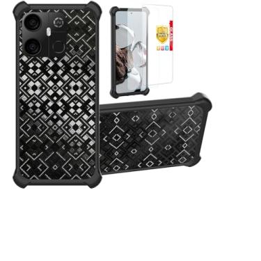 Imagem de Aroepurt Capa compatível com Maxwest Gravity G64 Capa de celular com suporte [com 2 películas de vidro temperado] Capa híbrida [mudança de forma multidirecional 3D] preta