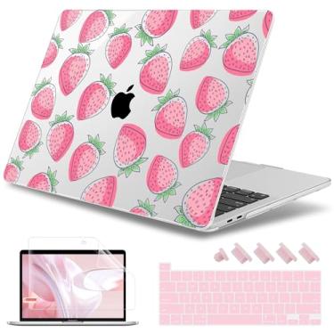 Imagem de May Chen Capa para MacBook Pro 13 polegadas M2 2023, 2022, 2021, 2020, A2338, M1, A2251, A2289, capa rígida de plástico para MacBook Pro de 13 polegadas com Touch Bar serve para Touch ID, morango