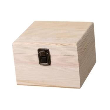 Imagem de UGPLM Caixa organizadora de madeira com fecho, expositor de joias portátil, estilo vintage, para guardar objetos de decoração e lembranças, S Wood
