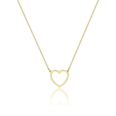 Imagem de Kyerlyn Colar de ouro delicado para mulheres, coração vazado, banhado a ouro 14 K, banhado a ouro, Davi, estrela, pingente para amantes, joias femininas, presente para meninas, Latão, Sem Pedra