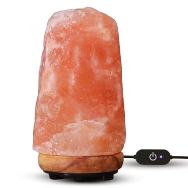 Imagem de Lâmpada de sal do Himalaia de 17,7 a 25,4 cm (2,7 a 3,6 kg) com interruptor regulador – totalmente natural e feito à mão com base de madeira e lâmpada