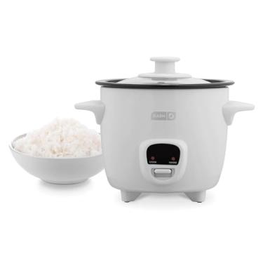 Imagem de DASH Mini fogão a vapor de arroz com panela removível antiaderente, função de manutenção quente e guia de receita, 2 xícaras, para sopas, ensopados, grãos e aveia - branco