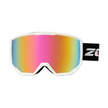 Imagem de ANSUNDA Óculos de esqui OTG, óculos de neve e snowboard esportivo para jovens adultos 100% proteção UV400 antiembaçamento (armação branca alça preta - lente vermelha gradiente Revo (Vlt 10%))