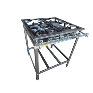 Imagem de Fogão Industrial 4 Bocas Baixa Pressão Aço Preto Craquelado