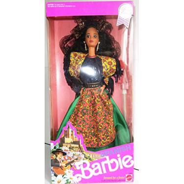 Imagem de Special Edition Barbie 1991 Dolls of the World 12 Inch Doll Collection - Spanish Barbie Doll Dressed For A Fiesta with Festival Dress, Apron, Shawl, Mantilla, Stockings, Hair Decoration, Shoes, Hairbrush and Doll Stand