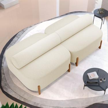 Imagem de Kit 02 Sofás Ilha Orgânico Living Evo 125cm 02 Lugares Bouclê Bege - Desk Design Bege
