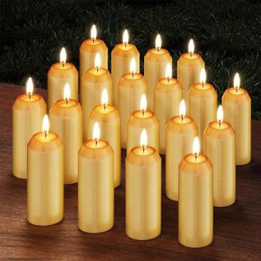 Imagem de Pacote com 20 velas de cera de abelha natural 15H + queima longa de emergência [18H + lanternas de vela interna], velas pequenas de cera de abelhas de 7,6 cm, velas de sobrevivência para falta de