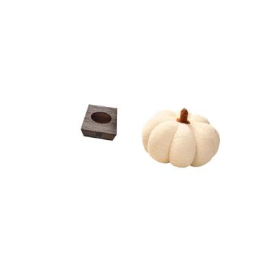 Imagem de Fenteer Porta-lenços de Madeira em Formato de Abóbora, Organizador Decorativo de Pelúcia para Banheiro, Carro, Casa, Cama, Quarto, Sofá, Bandeja de Armazename