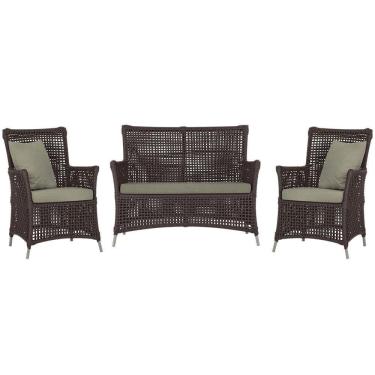 Imagem de Jogo Sofá E 2 Poltronas Igapó Alumínio Fendi E8 Trama Marrom