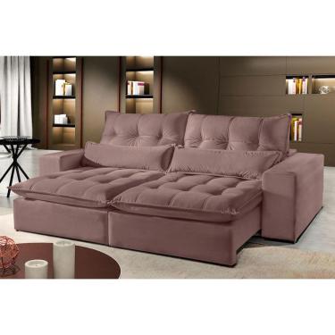 Imagem de Sofá 4 Lugares Retrátil E Reclinável Máximo 2.50m Veludo Rose Móveis Mix Rose